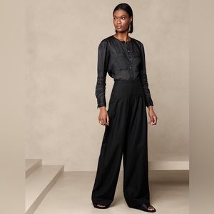 Banana Republic Petite Ramie Utility Shirt Black XS NWT